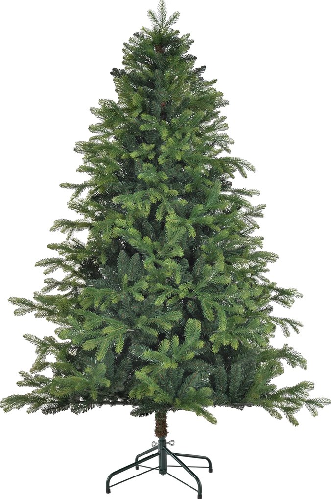 HOMCOM Sztuczna Choinka o Realistycznym Wyglądzie, Odporna na Ogień, ze Stabilnym Metalowym Podnóżem, 180 cm, Zielona