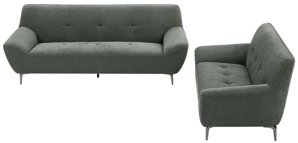 Kanapy 3-osobowa i 2-osobowa z zieloną tapicerką - PAVULIA