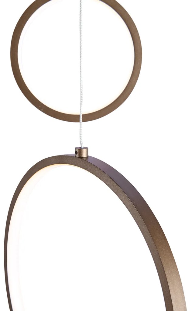 Designerska lampa wisząca ciemny brąz 9-punktowa z LED z 3-stopniowym ściemnianiem - Vide Anella Nowoczesny Oswietlenie wewnetrzne