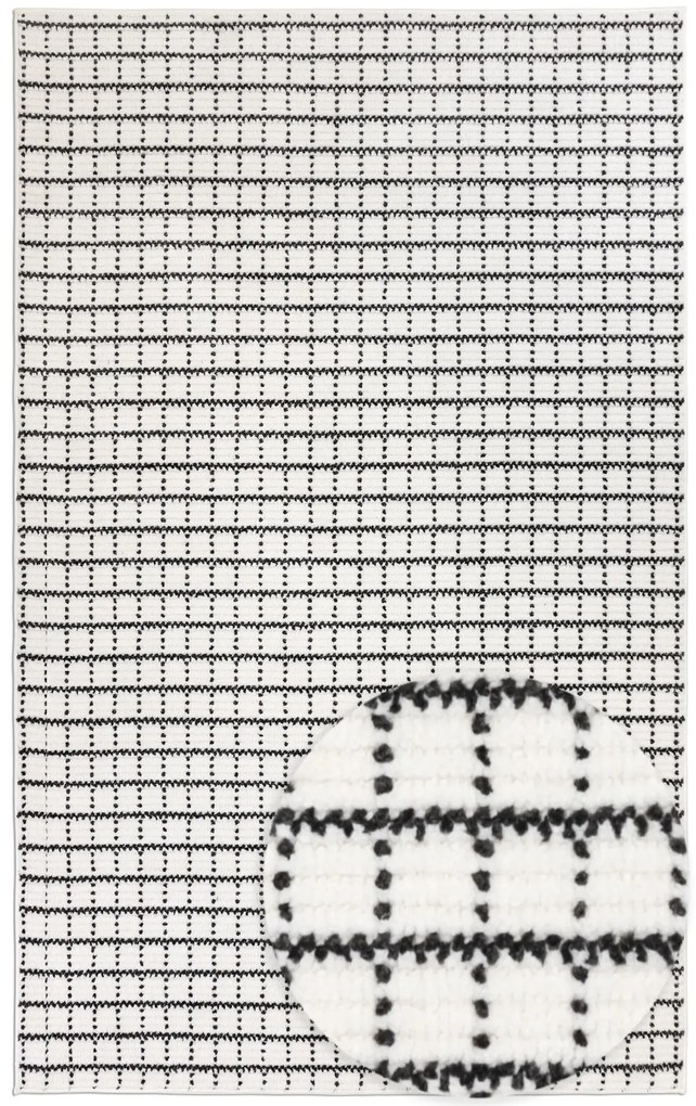 Dywan nowoczesny Jacky Kratka kremowo-szary 80 cm x 150 cm