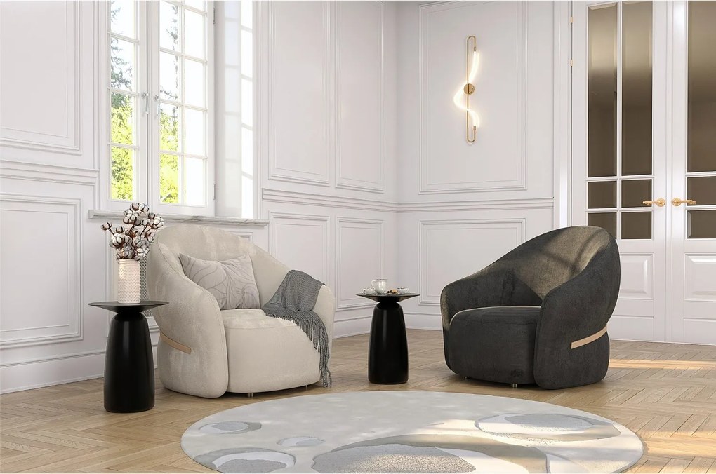 Stolik drewniany różne kolory Kayani Baobab 44, śr. 32,5 cm, czarny