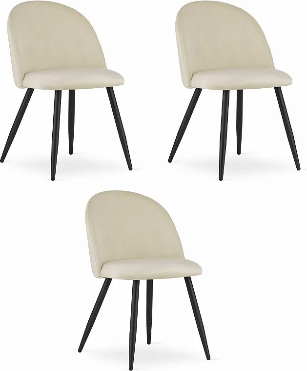 Krzesło Valora BELLO Beżowe Aksamitne Czarne Nogi x3