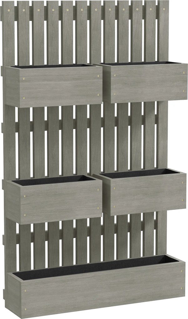 Outsunny Podwyższona grządka drewniana, regulowana z trejażem 60x16x100cm Szary | Aosom PL