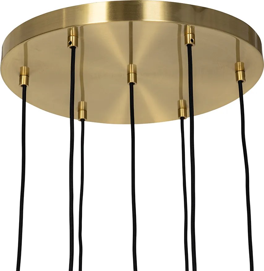 Lampa wisząca w stylu art deco złota ze szkłem 7-światłowa - Laura
