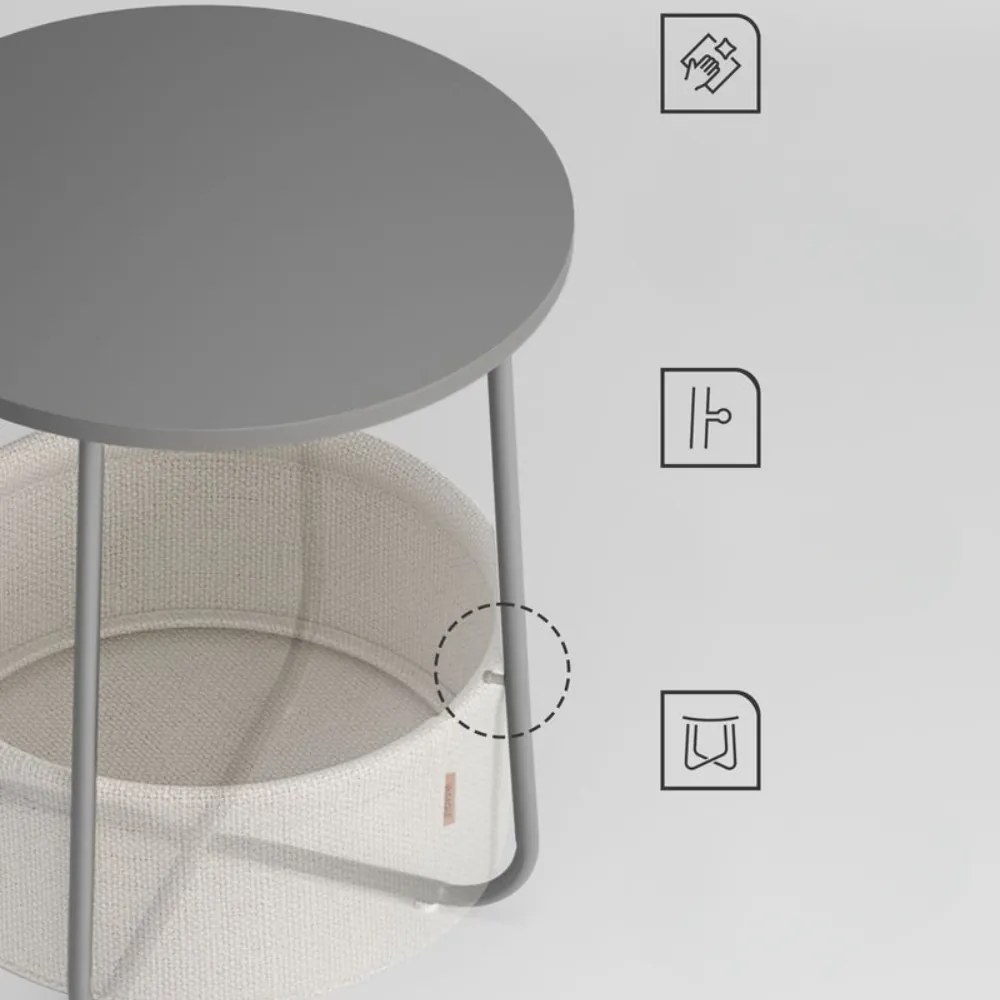 Vasagle Okrągły stolik z koszem COLETTE, 45x50cm, szara/biała