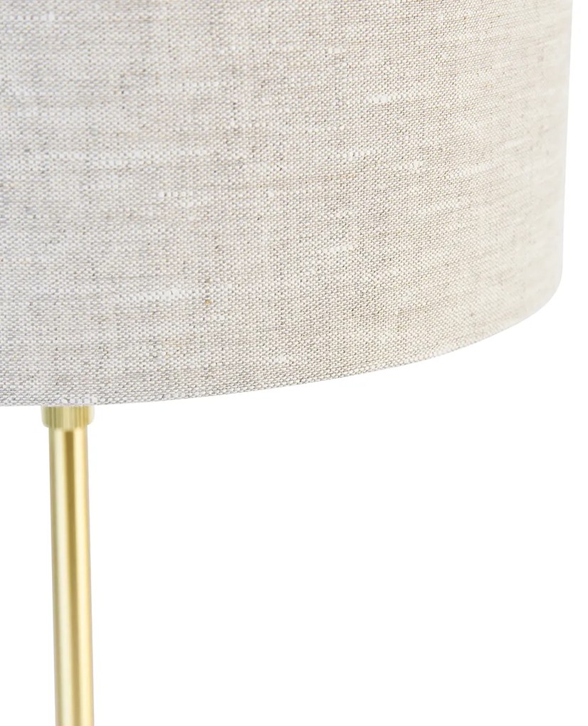 Lampa stołowa złota regulowana z jasnoszarym abażurem 35 cm - ParteDesignerski Oswietlenie wewnetrzne