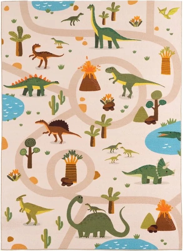 Dywan dziecięcy Coco Dinozaury beżowe 200 cm x 290 cm