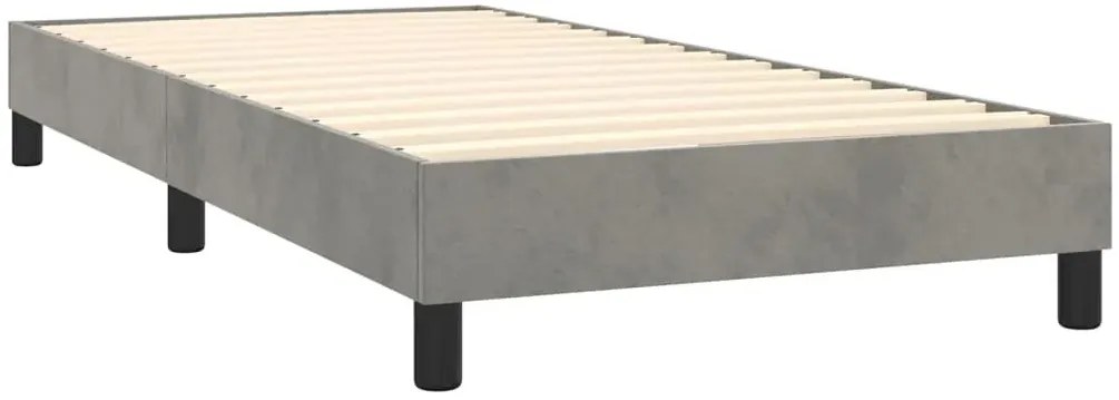 Jasnoszare tapicerowane łóżko z materacem 90x200 Mefir