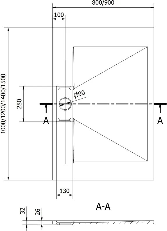 Mexen Egon brodzik prostokątny SMC 120 x 80 cm, czarny - 4R708012