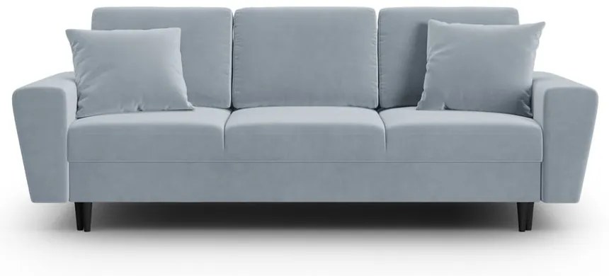 Jasnoniebieska aksamitna rozkładana/ze schowkiem sofa 235 cm Kyoto – Cosmopolitan Design