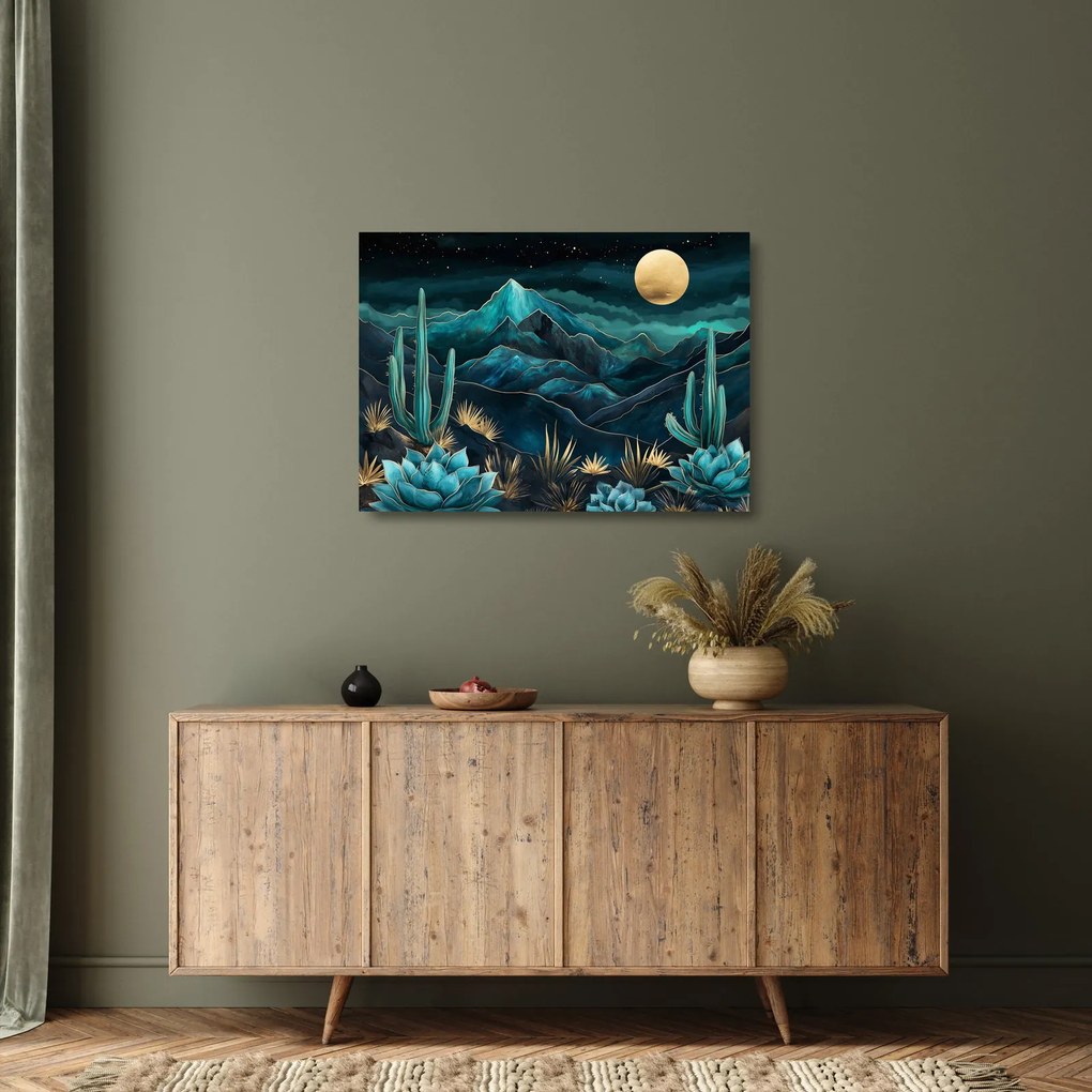 Obraz na szkle - Turkusowa noc (70x50 cm)