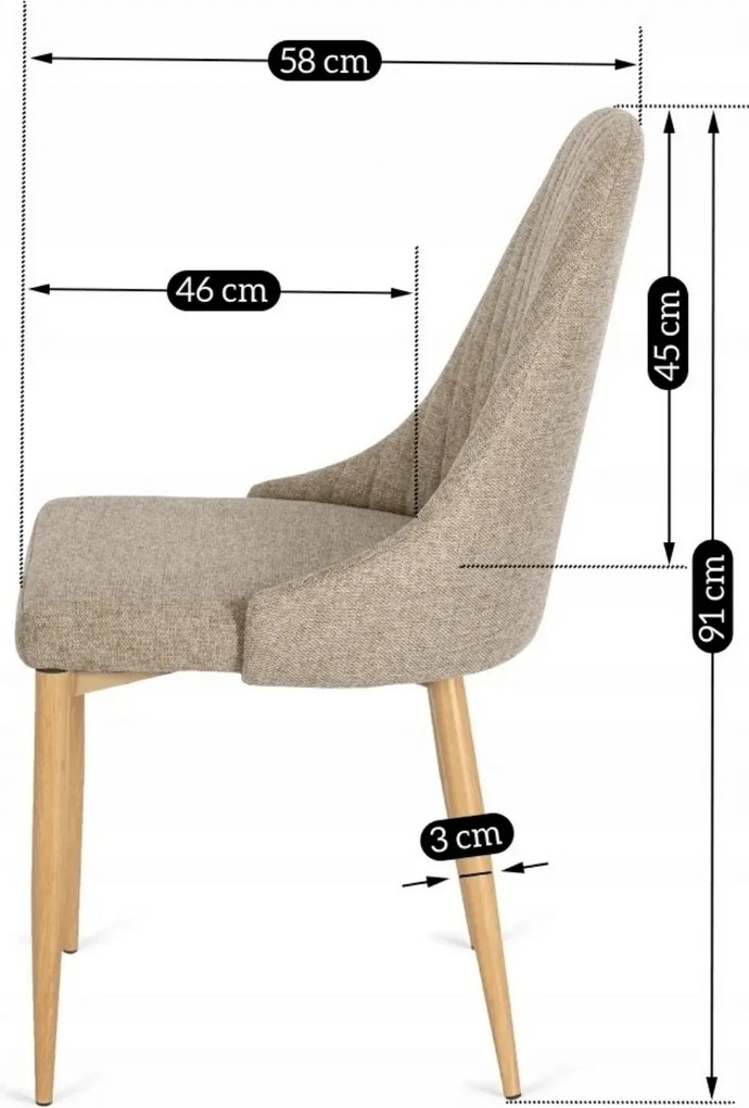 Krzesło Tapicerowane do Jadalni TORINO Beżowe Nowoczesne