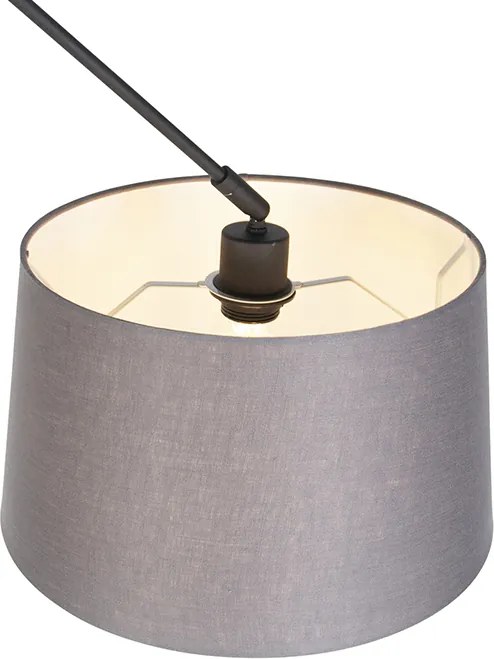 Lampa wisząca czarna z abażurem z lnu ciemnoszary 35 cm - Blitz