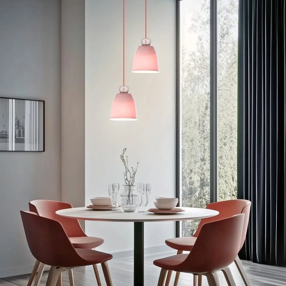 Różowa lampa wisząca z ceramicznym kloszem Sewilla – Candellux Lighting