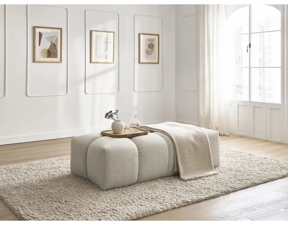 Beżowy podnóżek z tkaniny szenilowej Everest – Bobochic Paris