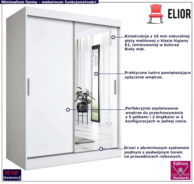 Biała szafa przesuwna 150 cm N4-S79