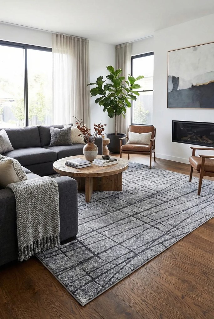 Szary nowoczesny dywan prostokątny A6-G61