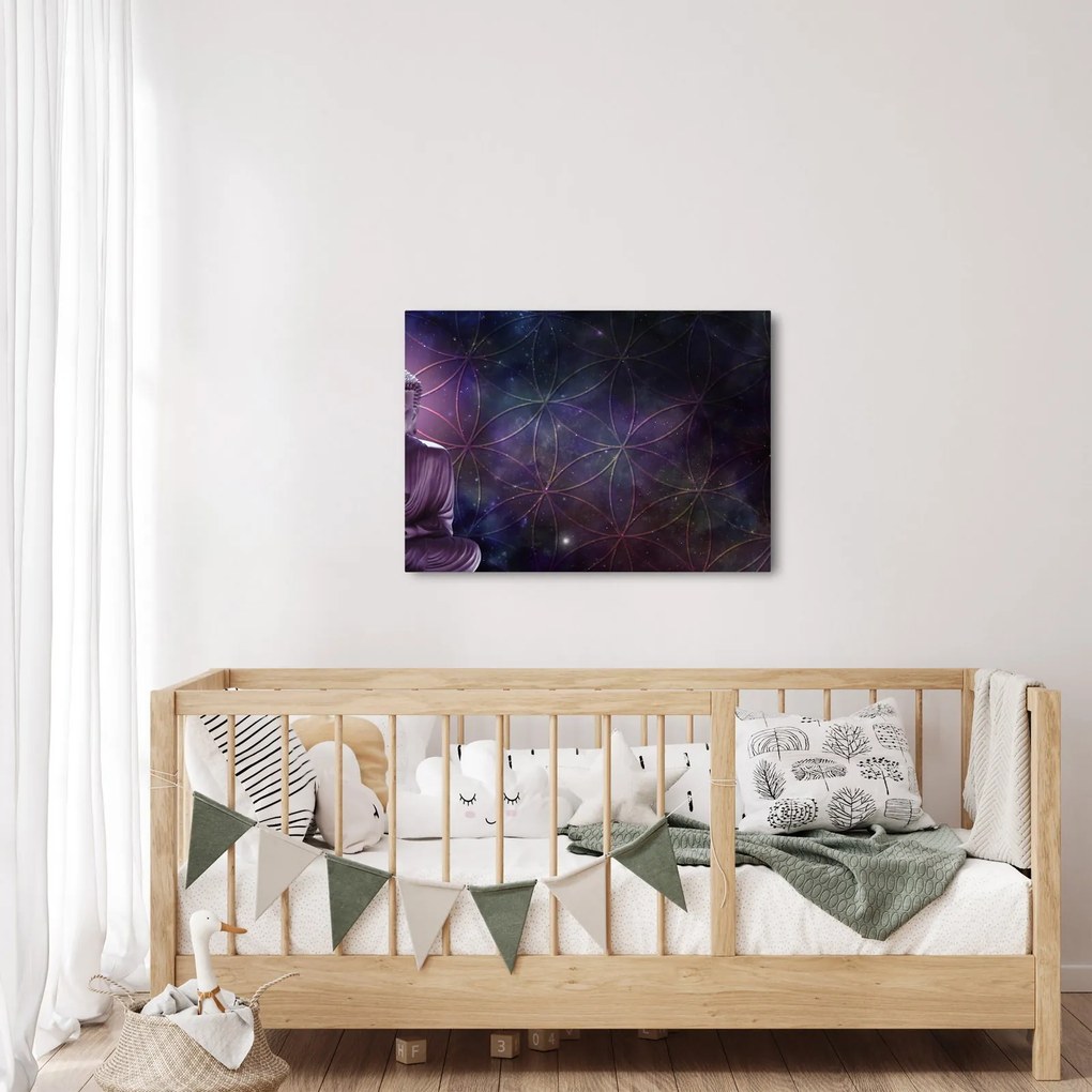 Obraz - Budda z kwiatami życia (70x50 cm)