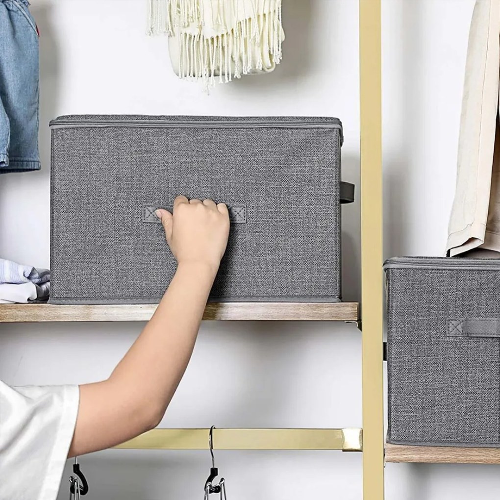 Pudełka do przechowywania ELVIS, 3 szt., 40x30x25cm, szare SongmicsHome