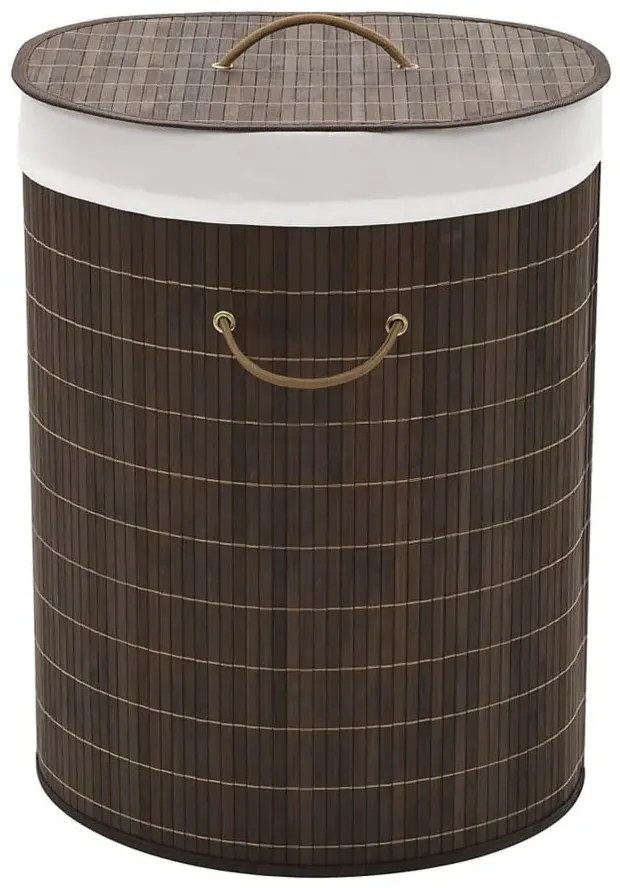 Bambusowy owalny pojemnik na pranie  ciemnobrązowyM9-D63