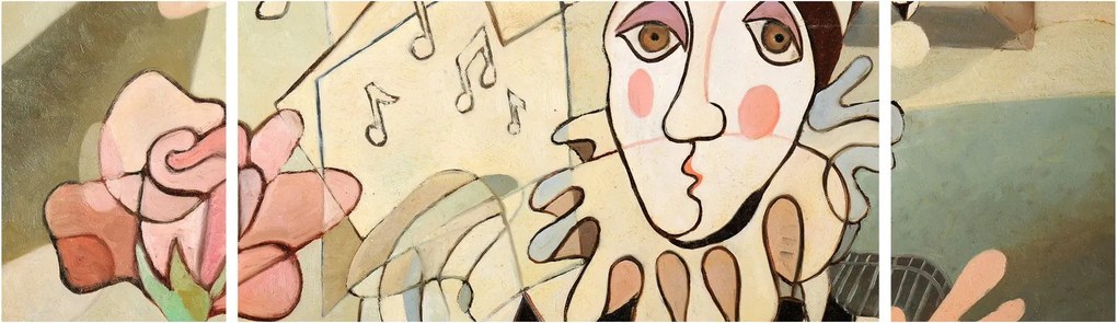 Obraz - Kubizm - harlequin and rose (170x50 cm)