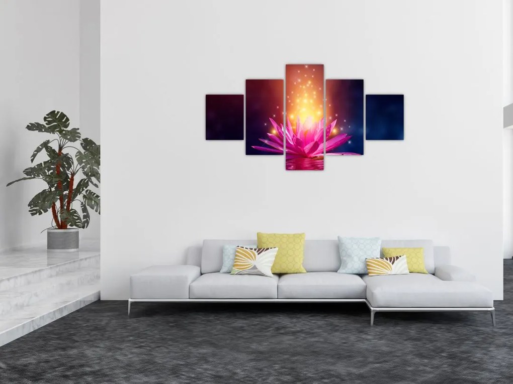 Obraz lilii wodnej na wodzie (125x70 cm)