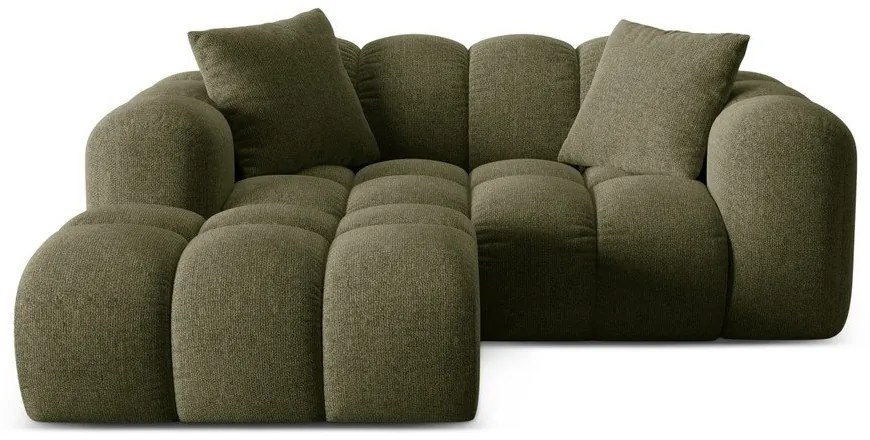 Zielony narożnik z tkaniny szenilowej (lewostronny/z szezlongiem) Treno – Cosmopolitan Design