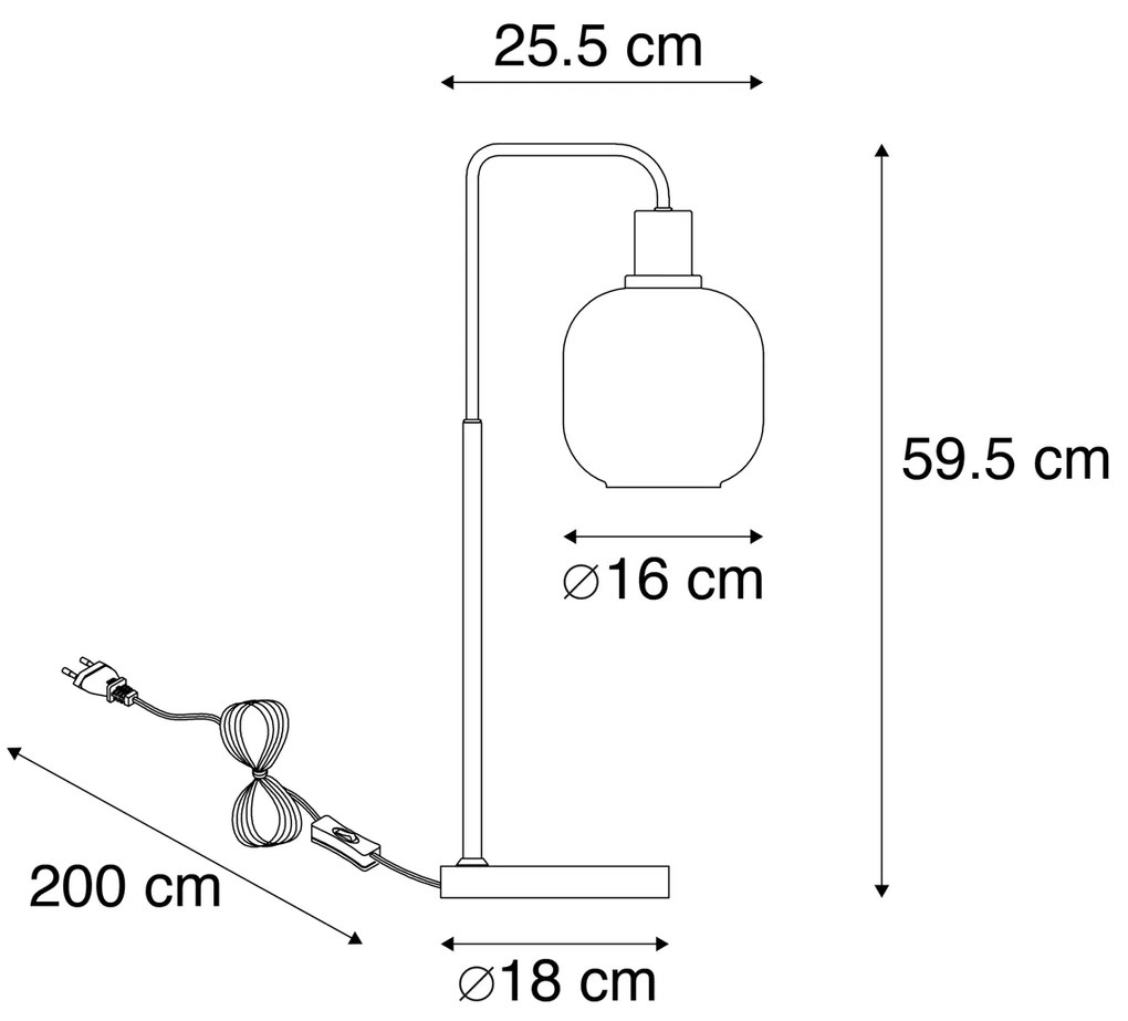 Inteligentna lampa stołowa czarna ze złotem i dymionym szkłem, w tym Wi-Fi A60 - ZuzannaDesignerski Oswietlenie wewnetrzne
