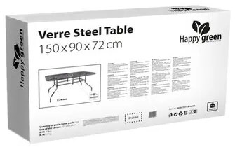 Happy Green Stół ogrodowy ze szklanym blatem Verre, 150 x 90 x 72 cm