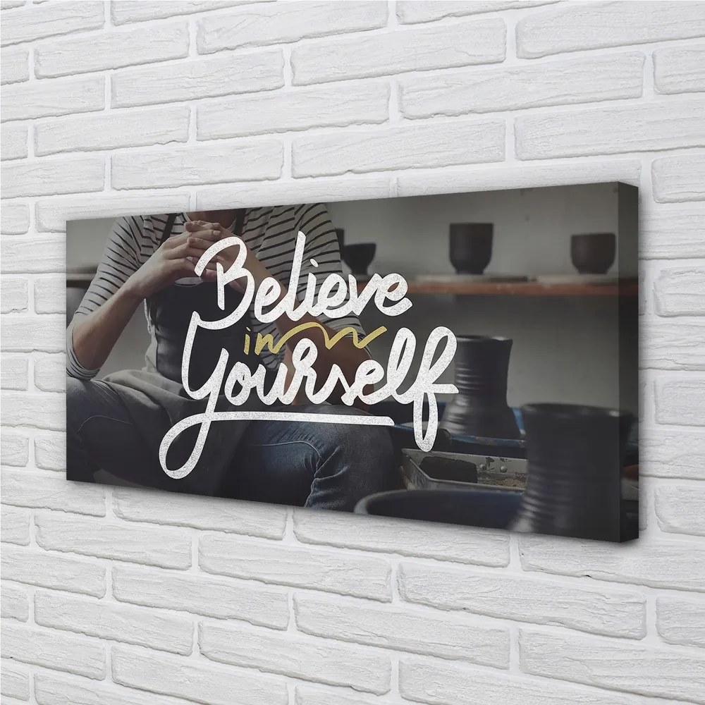 Fotoobraz na płótnie Człowiek i Motywujące Hasło