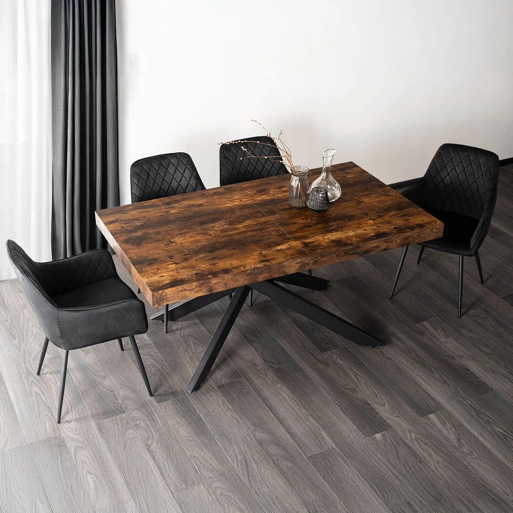 Industrialny stół rozkładany Hampton 160-240 cm, kolor dąb rustykalny/czarny