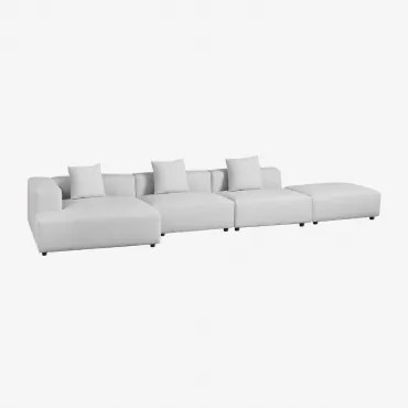 Sofa Modułowa Szezlong Narożna 3-częściowa Lewa Z Pufem (↔︎450 Cm) Bruna Tkaniny Gris Glacial - Sklum