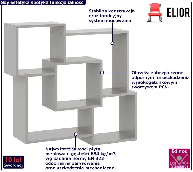 Szara minimalistyczna półka ścienna - Erick