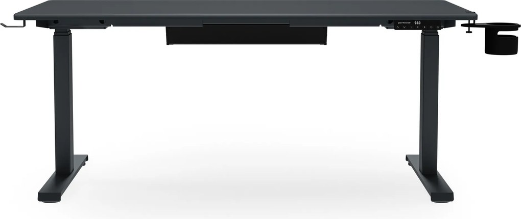 Biurko elektryczne z regulacją wysokości ergonomiczne antracytowe,1400x700 mm: ARIA