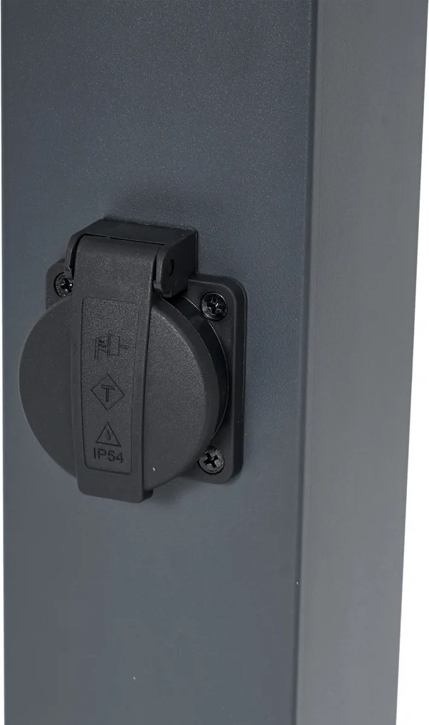 Lampa zewnętrzna ciemnoszara z przydymionym szkłem 80 cm IP44 z gniazdem i czujnikiem ruchu - Malios