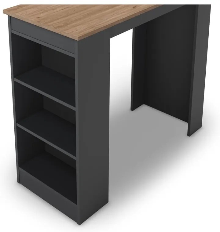 Stolik barowy z blatem w dekorze dębu 47x120 cm Peru – Marckeric
