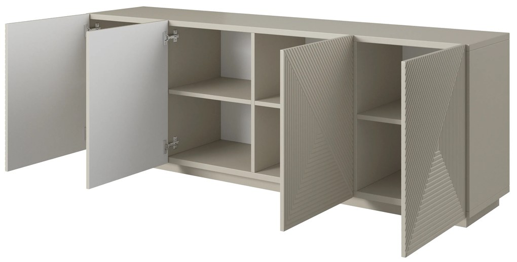 Komoda Asha 200 cm z ryflowanym frontem - kaszmir