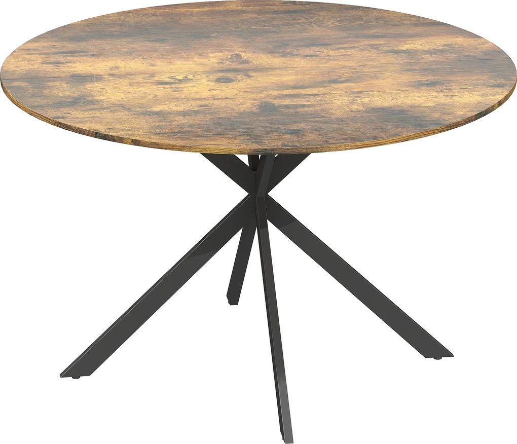 HOMCOM Okrągły stół jadalniany dla 4 osób, stół kuchenny w stylu industrialnym ze stalowymi nogami, do jadalni, kuchni, Rustykalny-Brązowy | Aosom PL