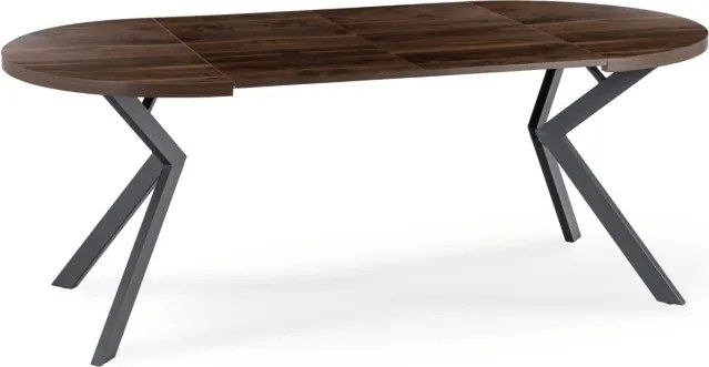 Stół Okrągły Rozkładany LUKAS 100-250 cm Orzech/Czarny Nowoczesny