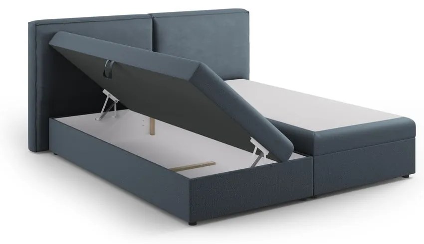 Niebieskie łóżko boxspring ze schowkiem 180x200 cm Arendal – Cosmopolitan Design