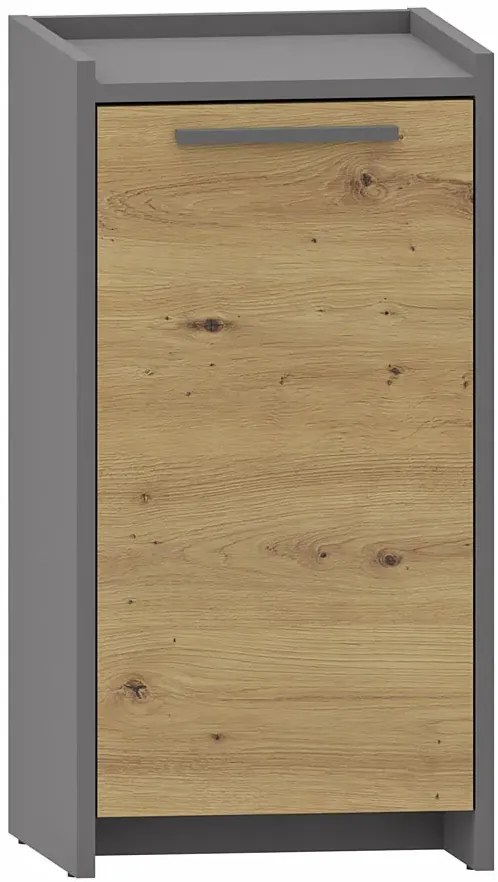 Wąska komoda nowoczesna dąb artisan + antracyt T0-S57