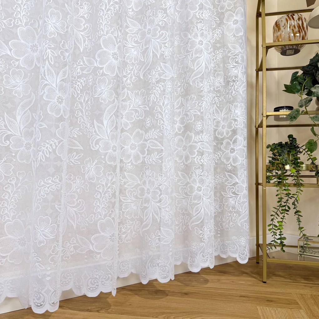 Firana żakardowa wzorzysta Kwiaty Rośliny bogato zdobiona - wys. 250 cm
