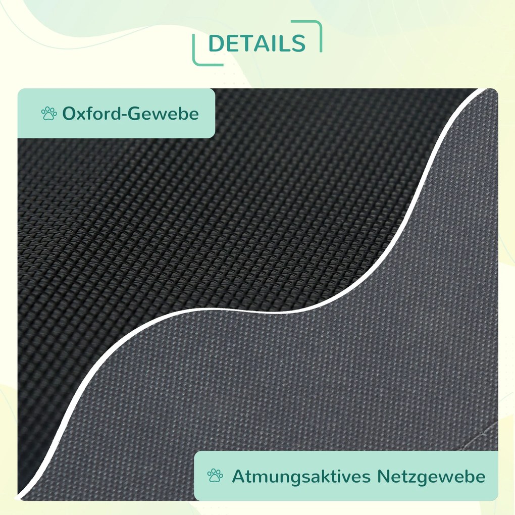 PawHut Legowisko dla psa z zadaszeniem podwyzszone oddychajacy material szara tafta 92x76x90cm | Aosom PL