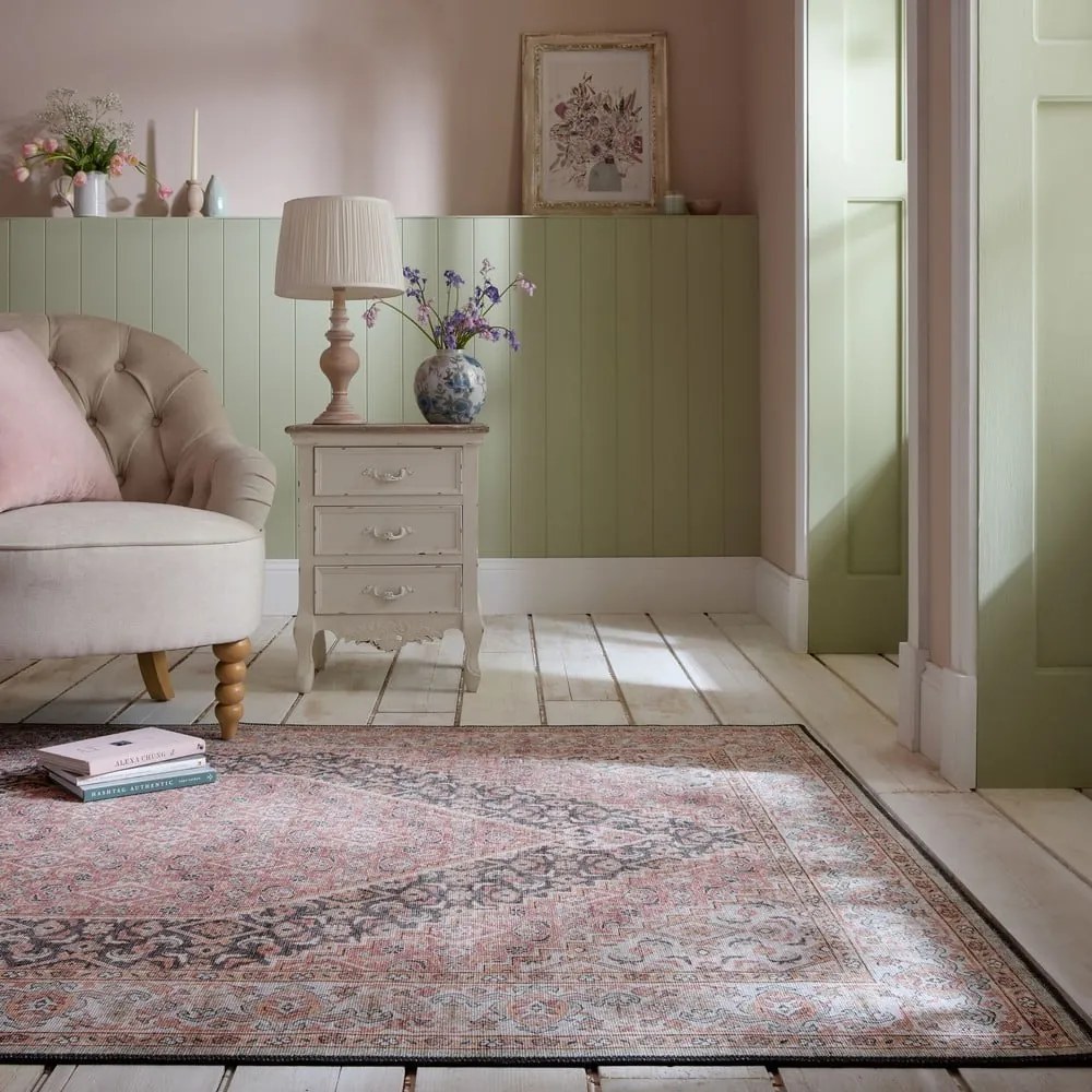 Różowy dywan odpowiedni do prania 190x290 cm Briony Traditional – Flair Rugs