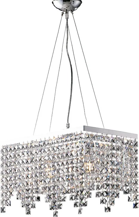 Lampa wisząca Penelope z mosiądzu i chromowanego żelaza, 2 lampy z kryształkami, dł. 48 x 30 cm, BL31-2-CR