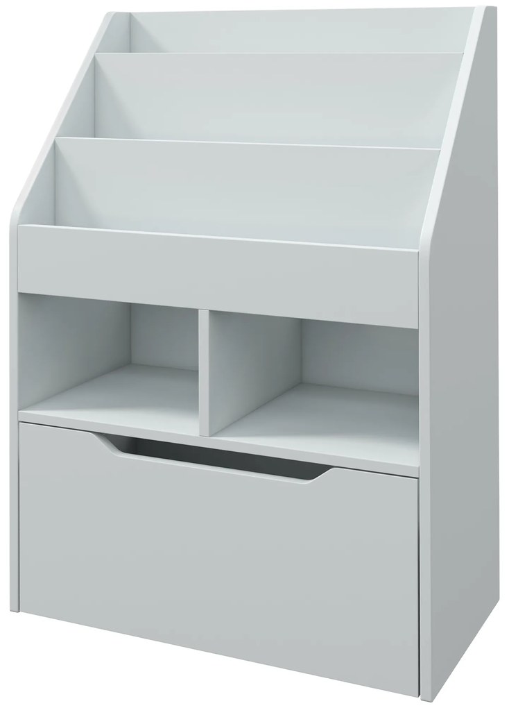 HOMCOM Regał Dziecięcy z Szufladą, Regał na Książki z Przegrodami, 60 x 29,9 x 90 cm, Szary
