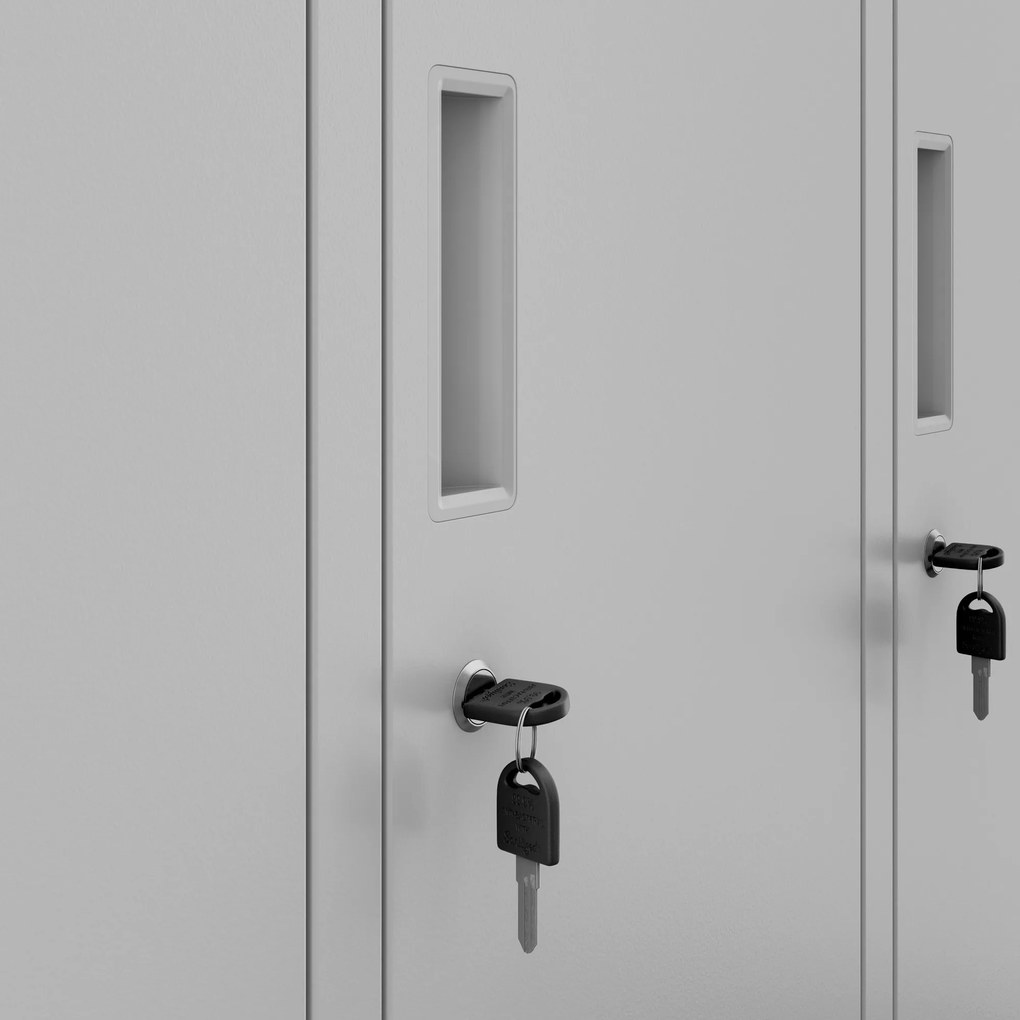 Szafka szkolna BHP szara: 6-komorowa IGOREK, 900 x 1500 x 450 mm