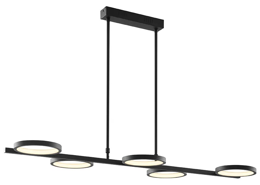 Nowoczesna lampa wisząca czarna z wbudowanym LED-em, 3-stopniowa regulacja jasności, 5-światłowa - Vivé Nowoczesny Oswietlenie wewnetrzne