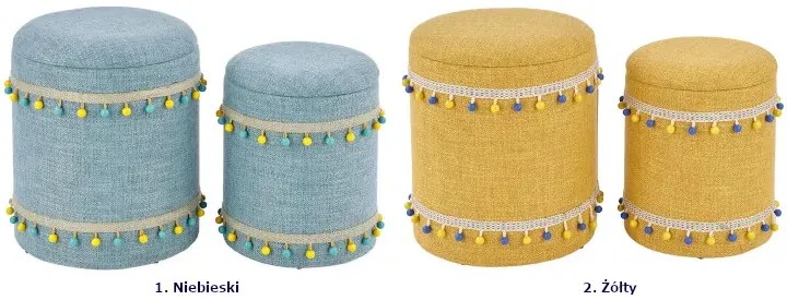 Komplet 2 żółtych puf ze schowkiem D6-F26