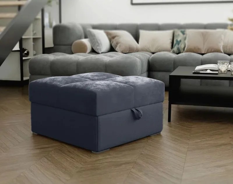 Promocja: Ciemnoszara pufa ZENOVA z miejscem na przechowywanie 65x65 cm II gatunek